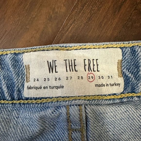 FREE PEOPLE WE THE FREE Distressed Denim Mini Skirt Button Fly Ripped - Picture 9 of 12